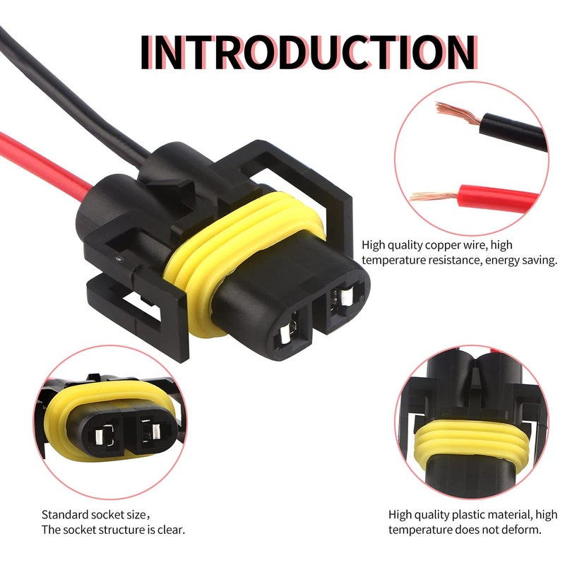 GLL H8 H11 880 881 Male Socket Adapter Connector Wiring Harness&Female Adapter Wiring Harness Sockets Wire Compatible with Headlights or Fog Lights 2Set - Image 2